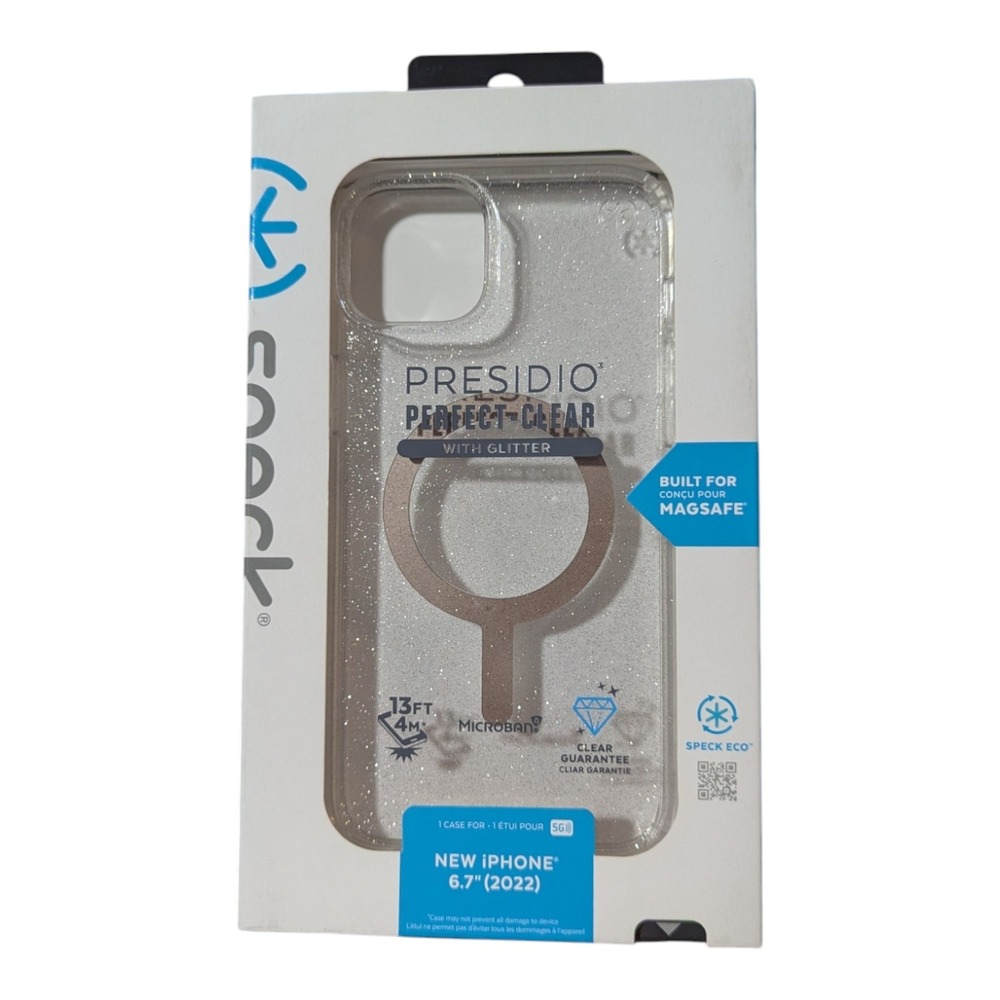 O1. Speck Presidio Lux Magsafe Case for Apple iPhone 14 Plus - Glitter Cover